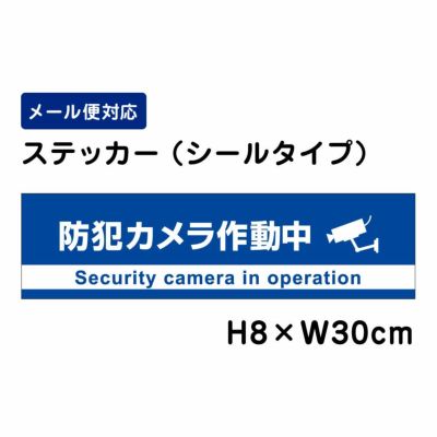 防犯カメラ作動中 ステッカー 青地 ATT008sty